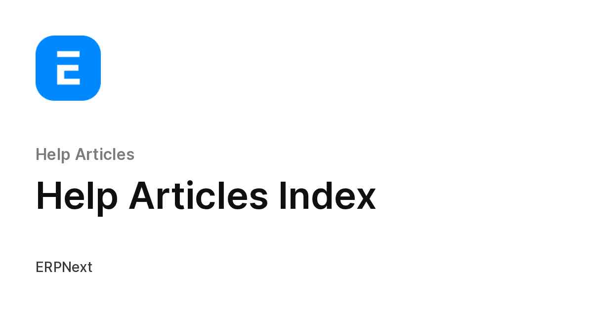 Help Articles Index