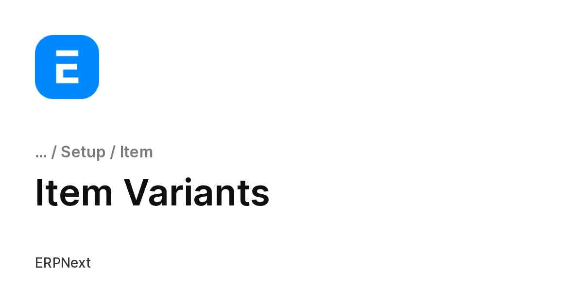 Item Variants