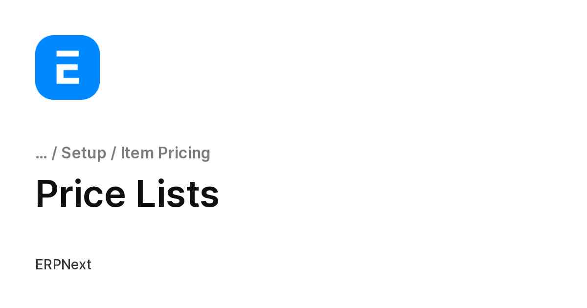Price Lists