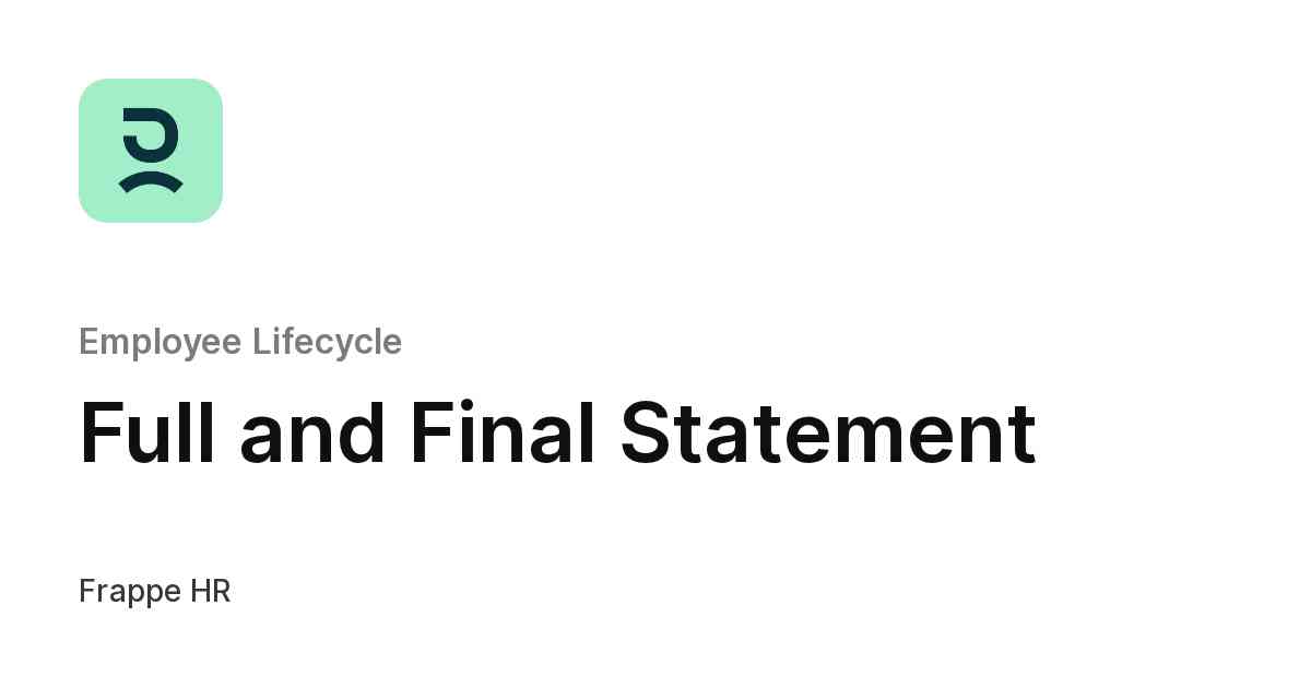 Full and Final Statement
