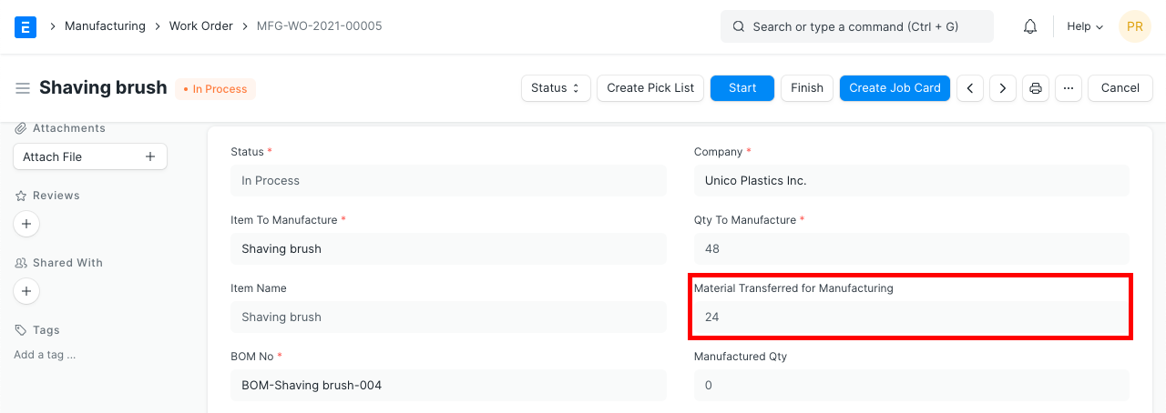 Stock Entry for PO