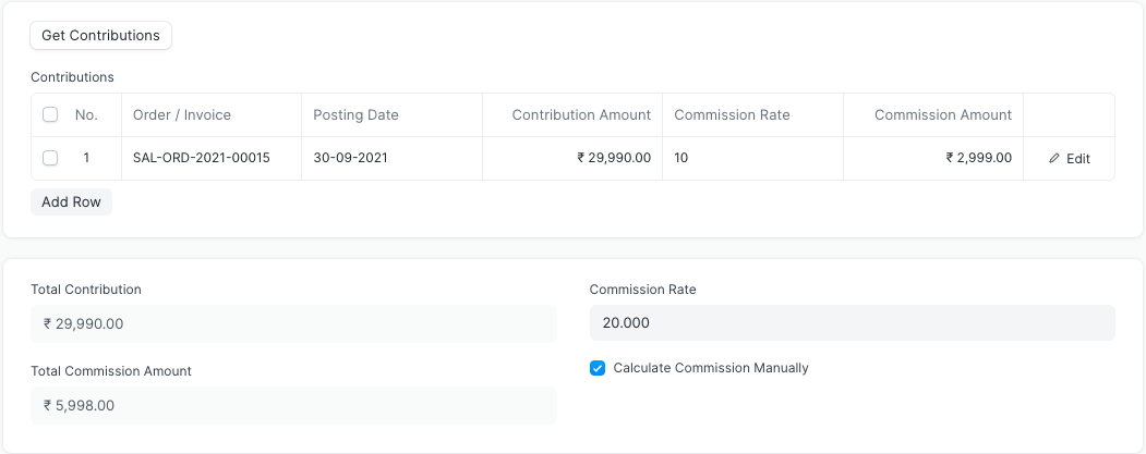 Manual Commission Rate
