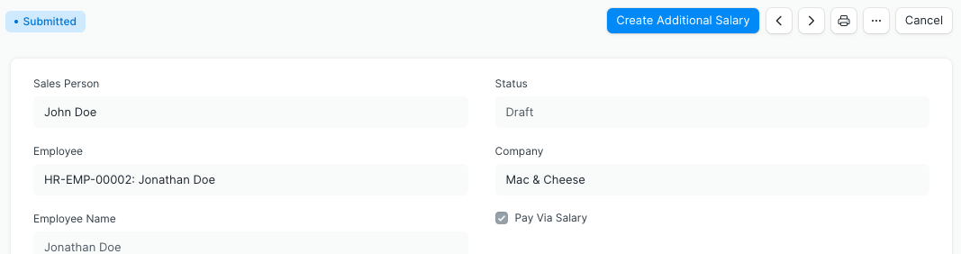 Additional Salary Button
