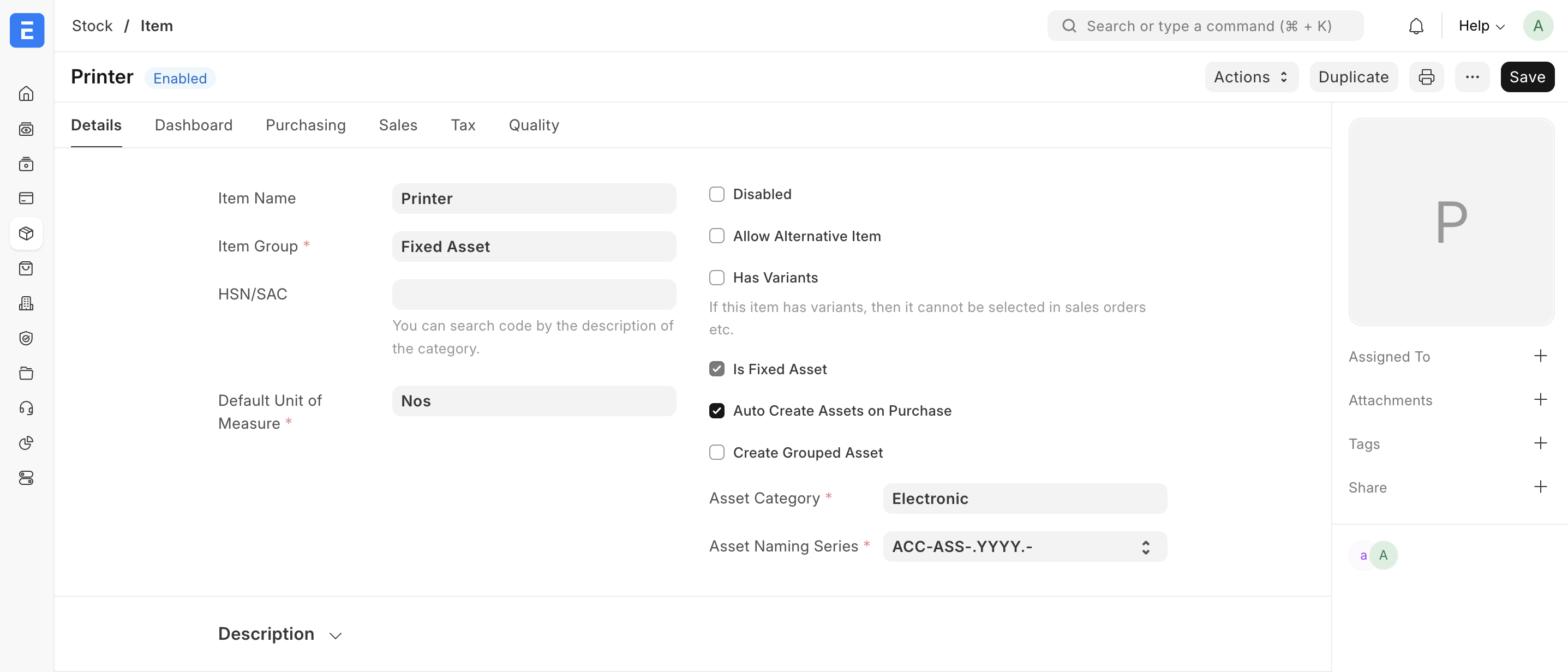 Purchasing Asset