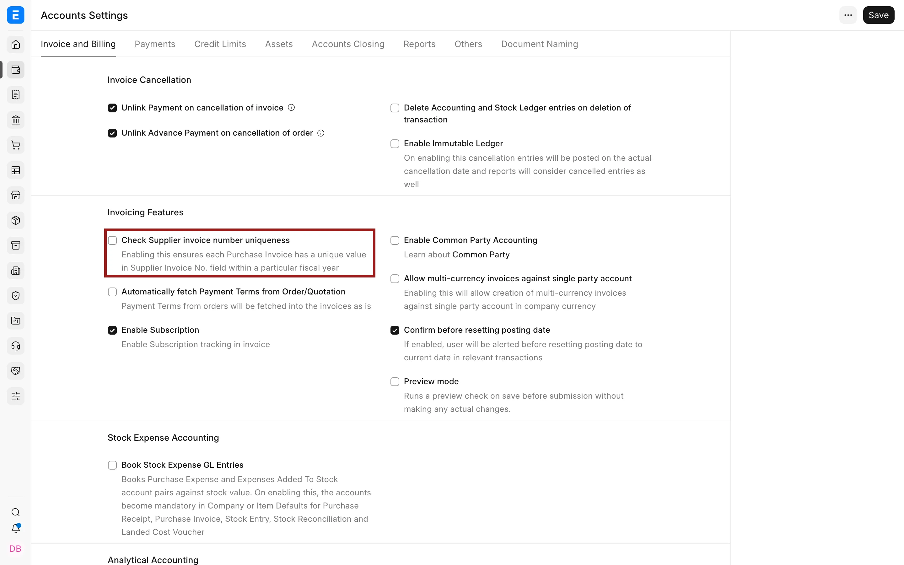 Invoice cancellation and invoicing controls
