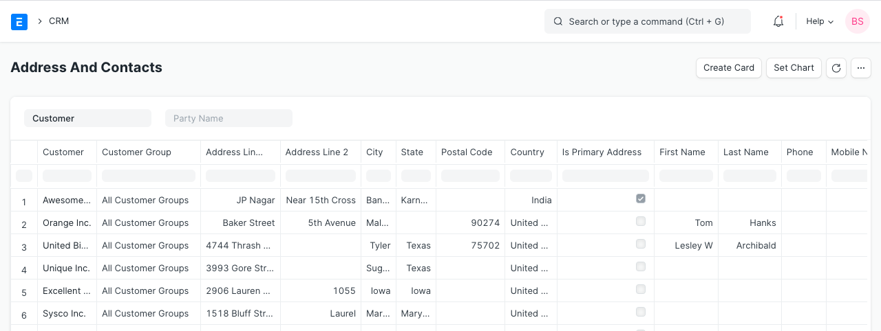 Address and Contact Report