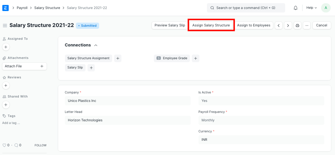 Salary Structure Assignment
