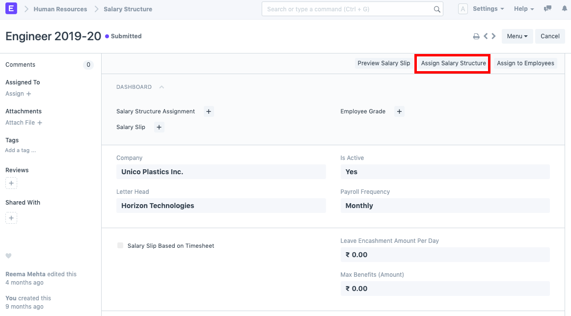 Salary Structure Assignment