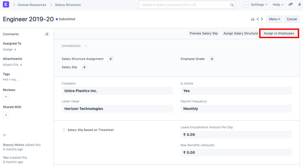 Salary Structure Assignment