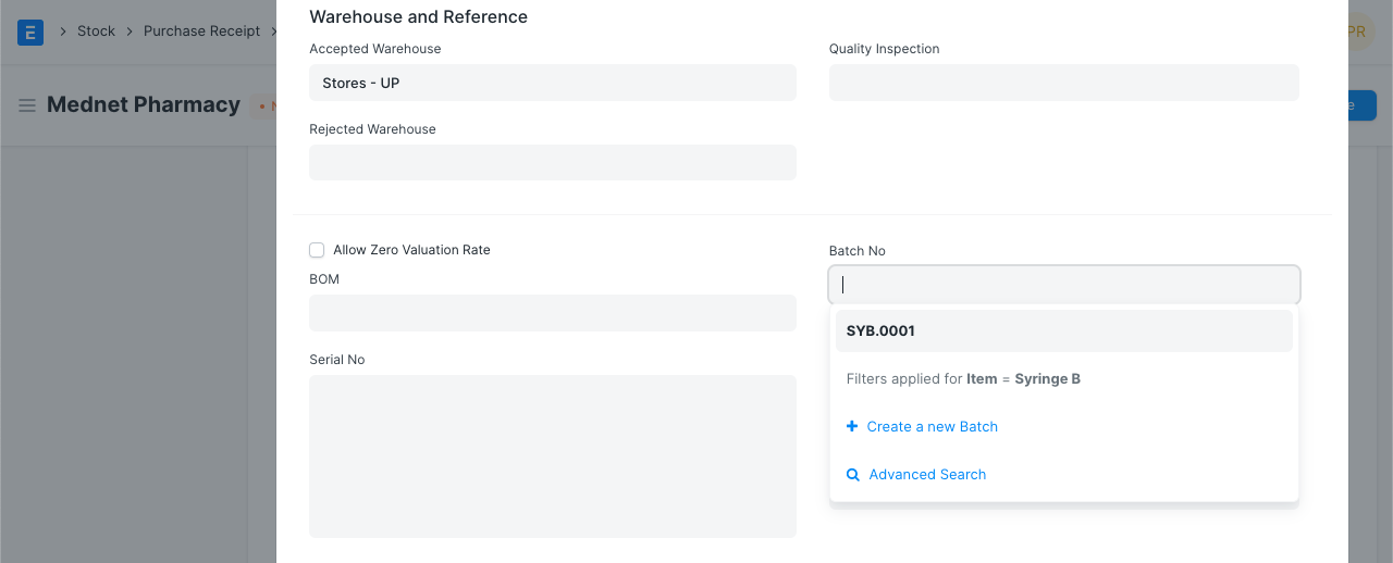 Batch in Purchase Receipt