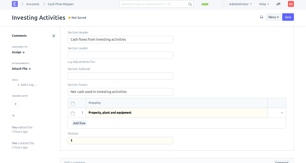 cash flow mapper for operating activities