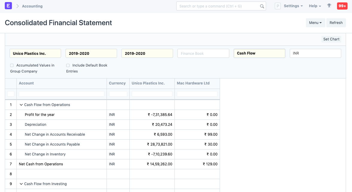 Cash Flow Report