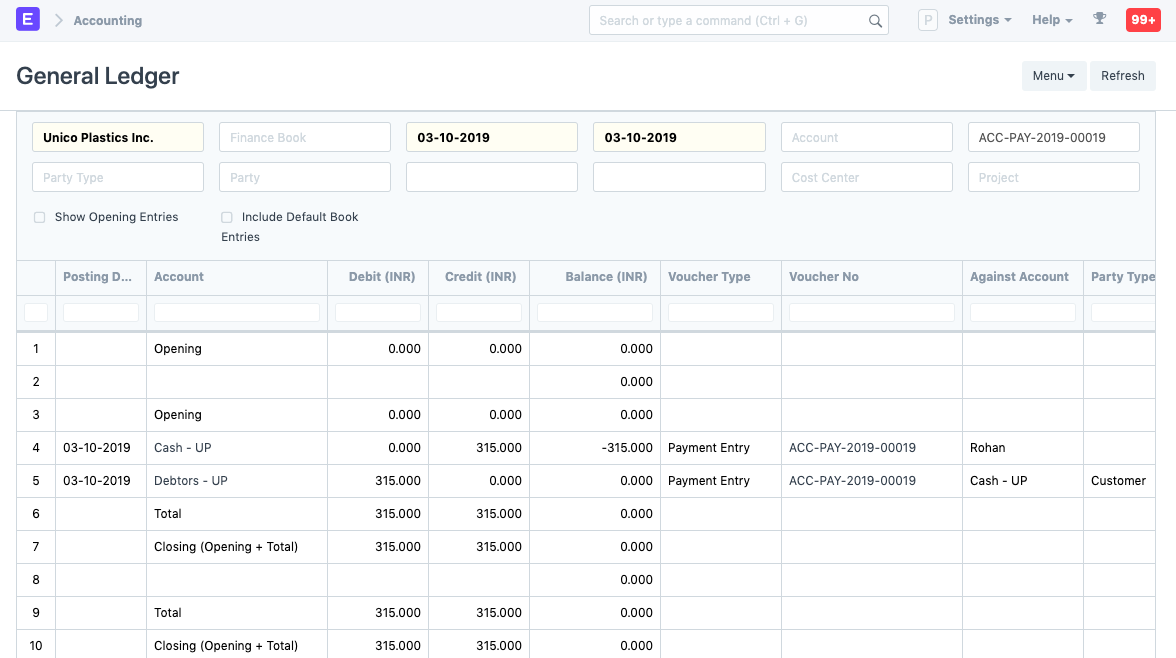 Credit Note Ledger