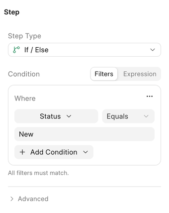 An If / Else block checking that the lead's status is New