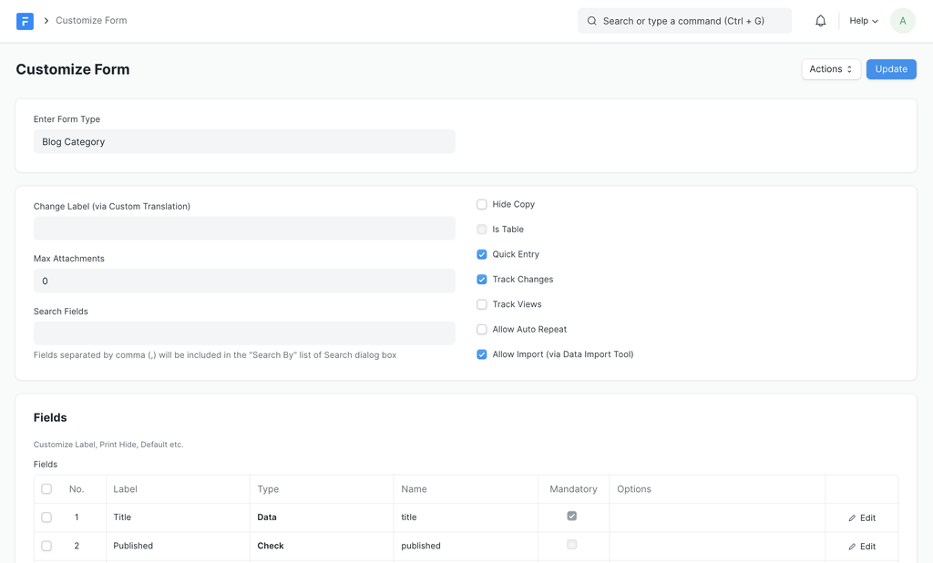 Customize Form