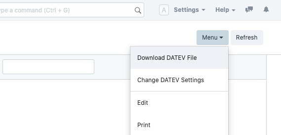 DATEV Export Menu