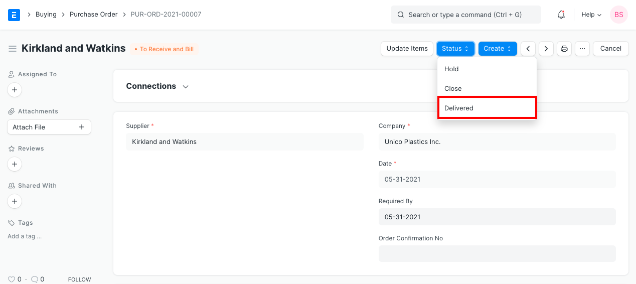 Purchase Order for Drop Shipping