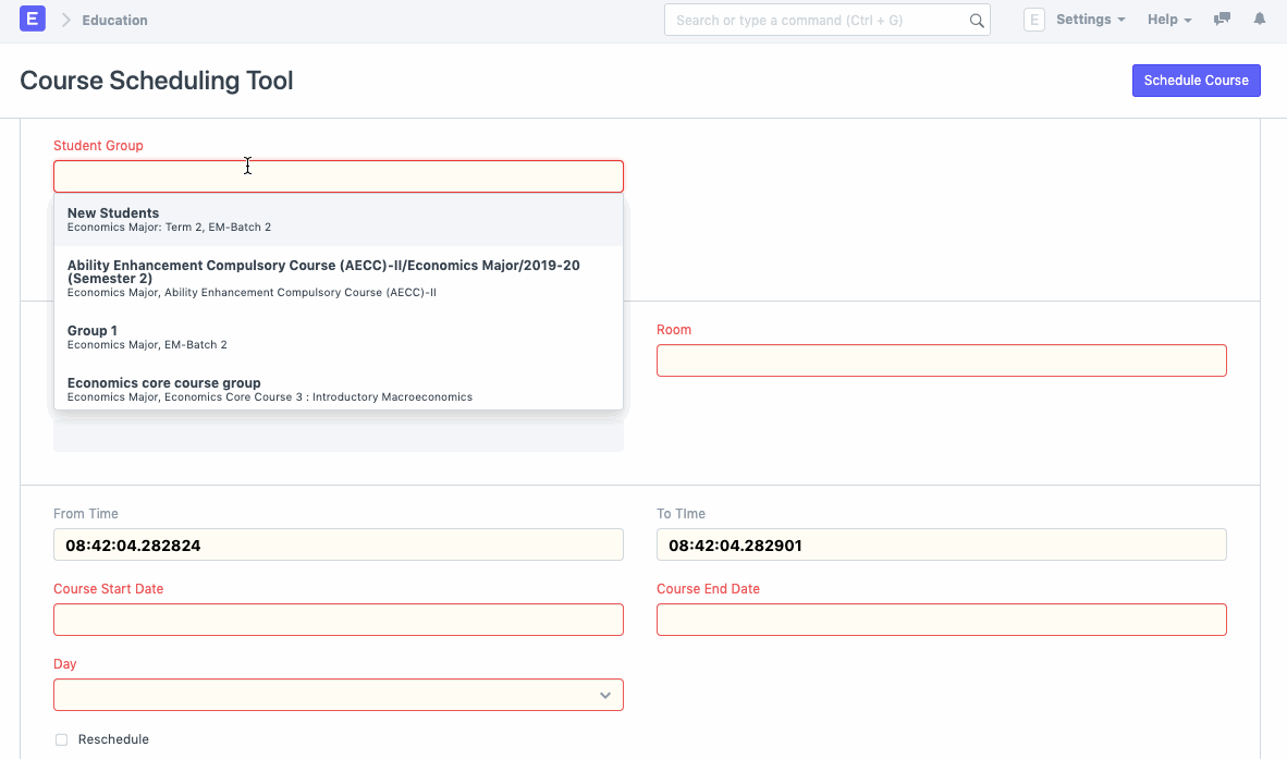 Course Scheduling Tool