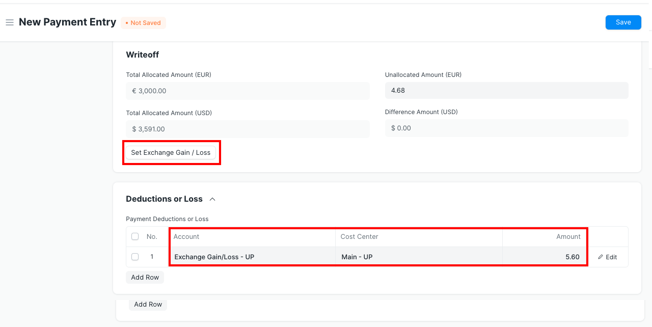 Exchange Gain Loss Ledger