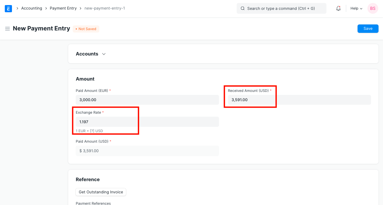 Exchange Rate in Payment Entry