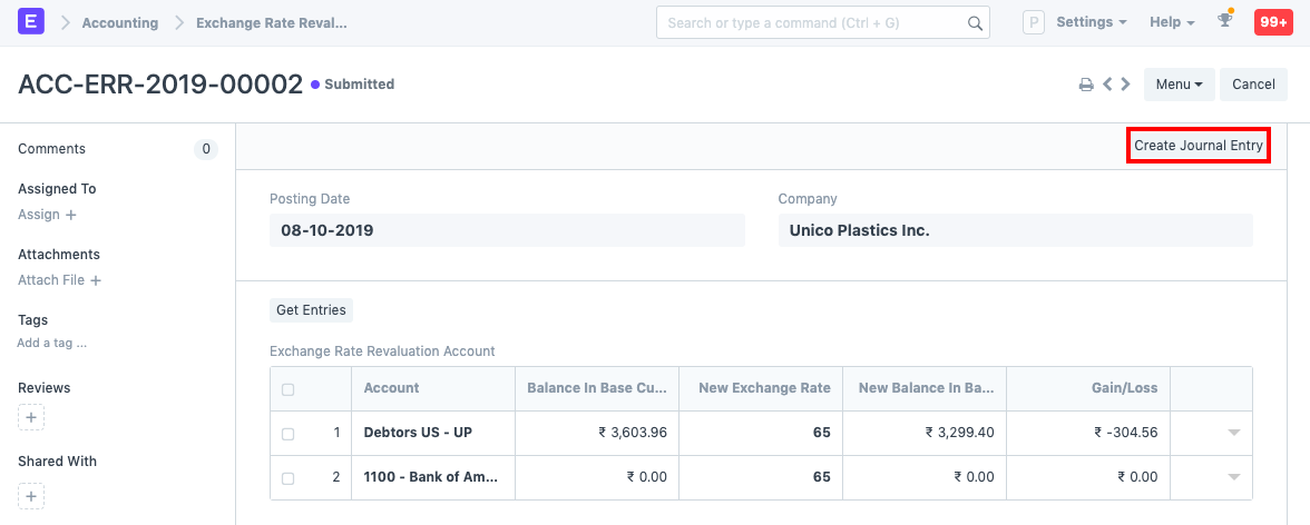 Exchange Rate Revaluation Submitting