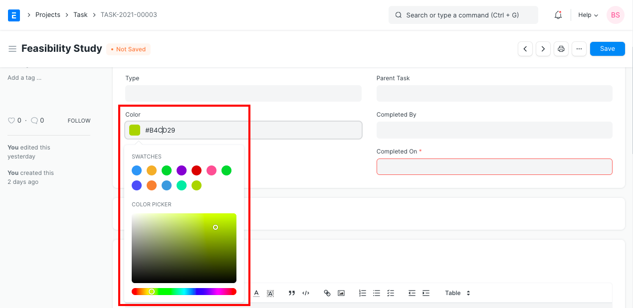 Field Type Colour