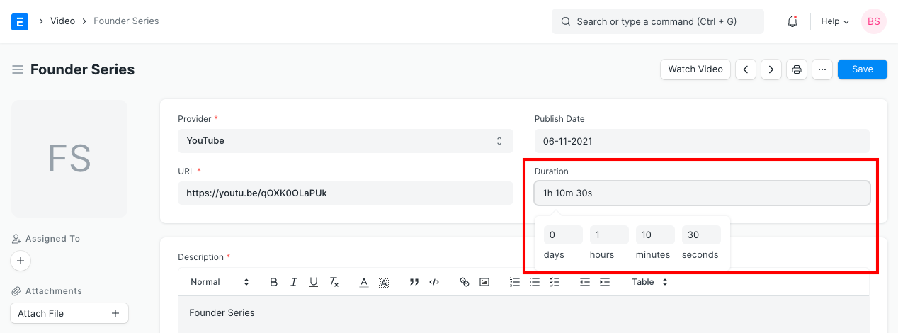 Field Type Duration