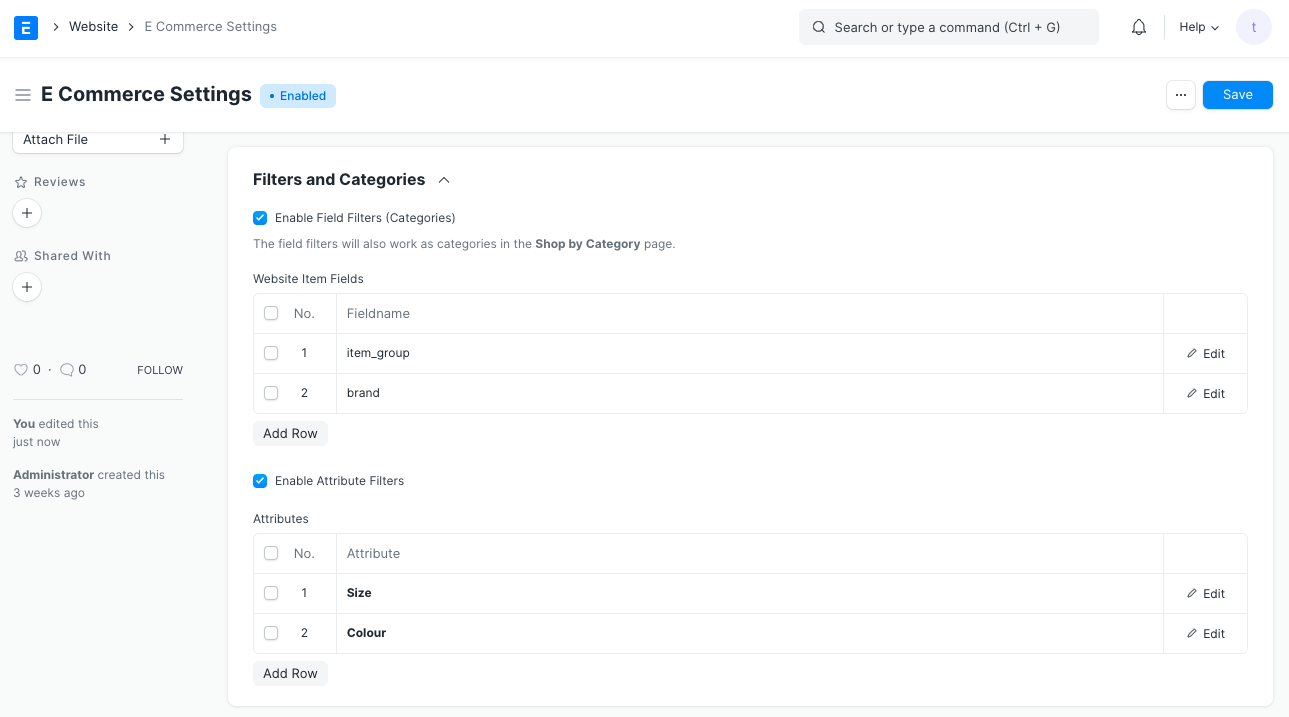 Filters and Categories