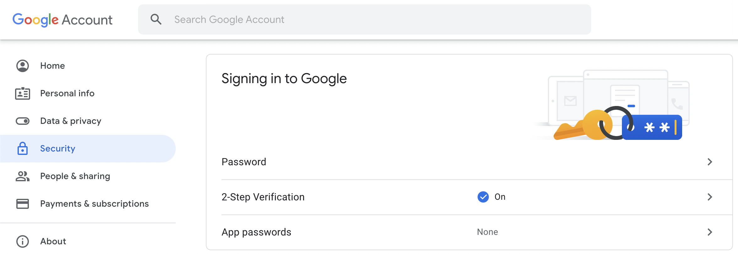 Google Accounts Tab