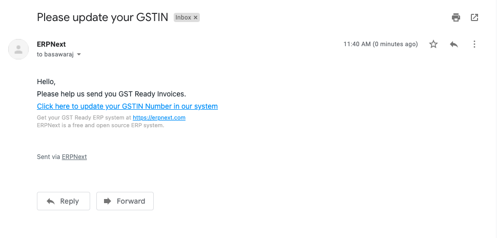 GST Reminder Email