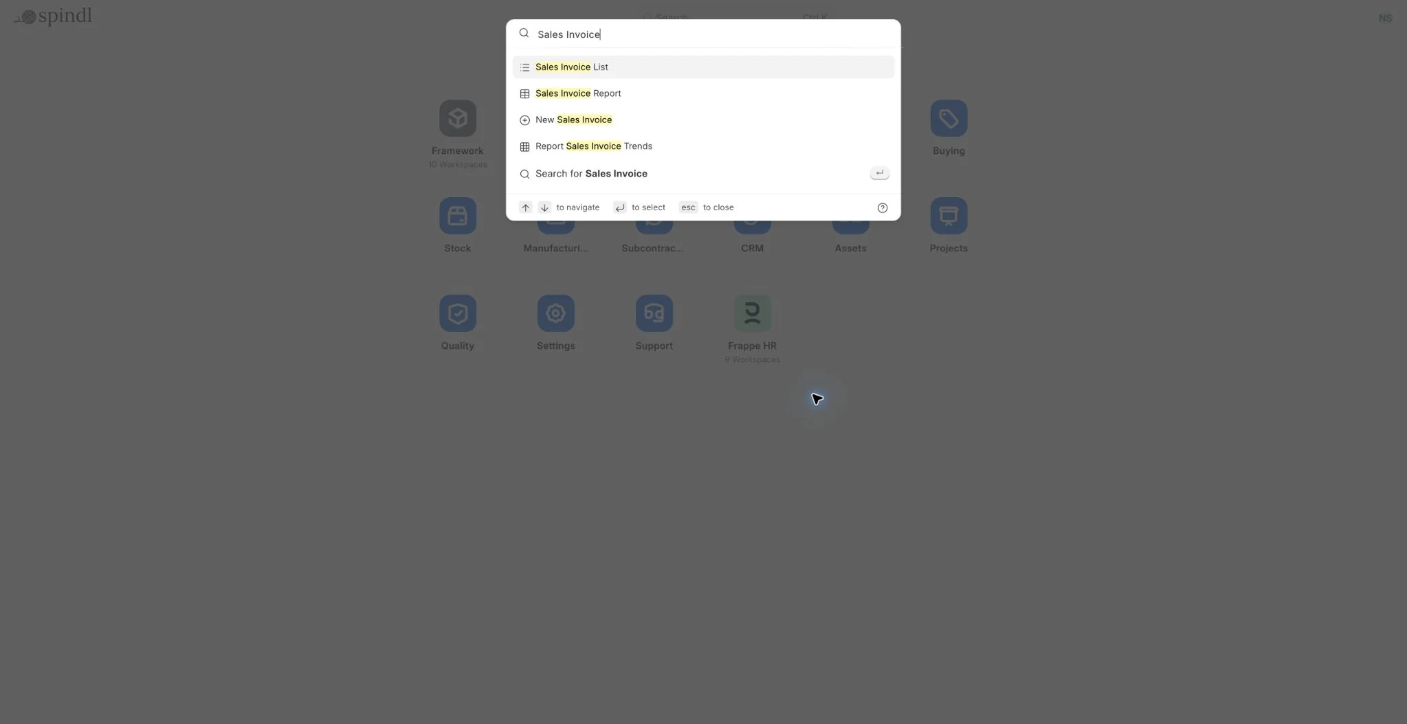 Awesomebar search results in Frappe Desk
