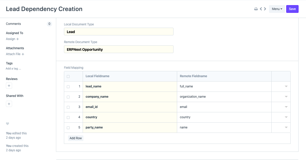 Lead Dependency Creation