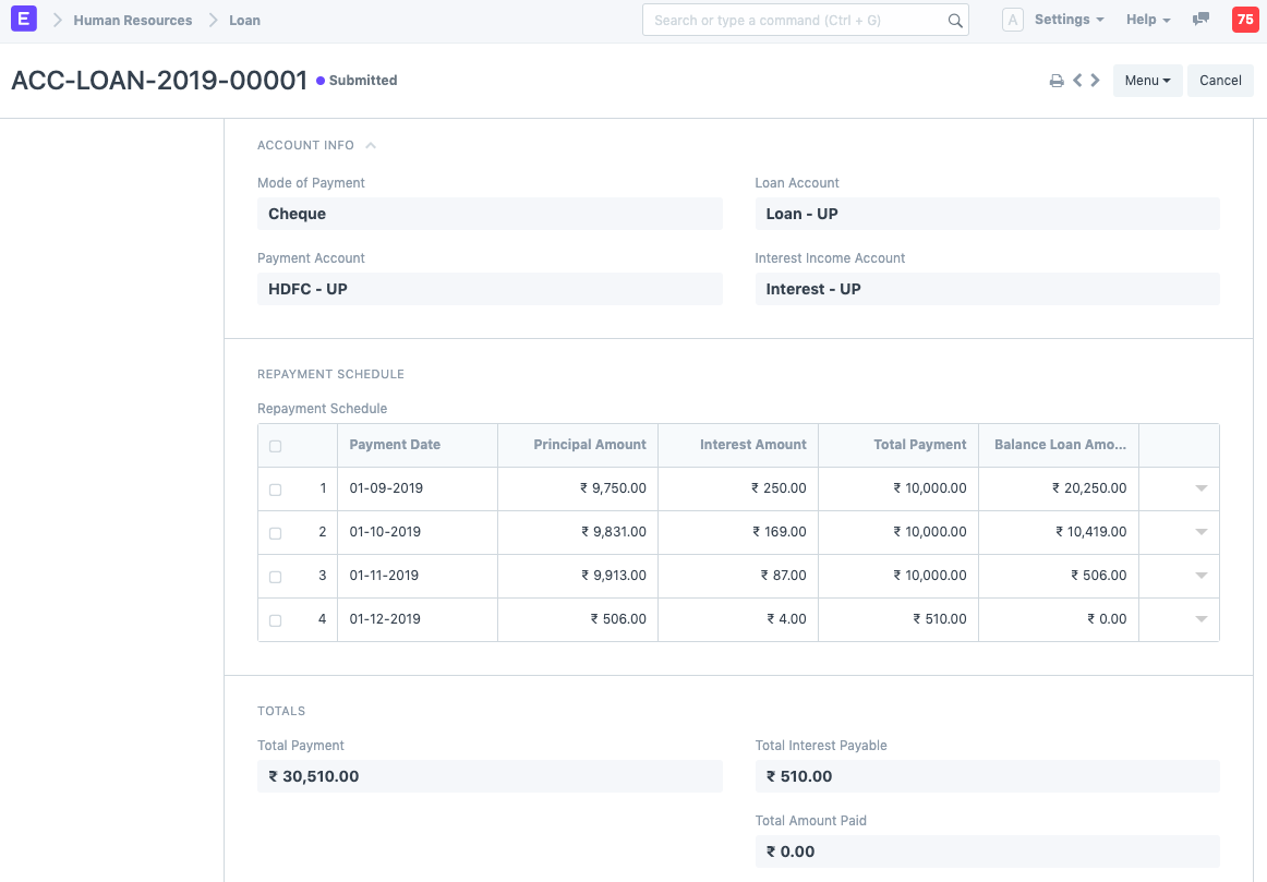 Repayment Schedule