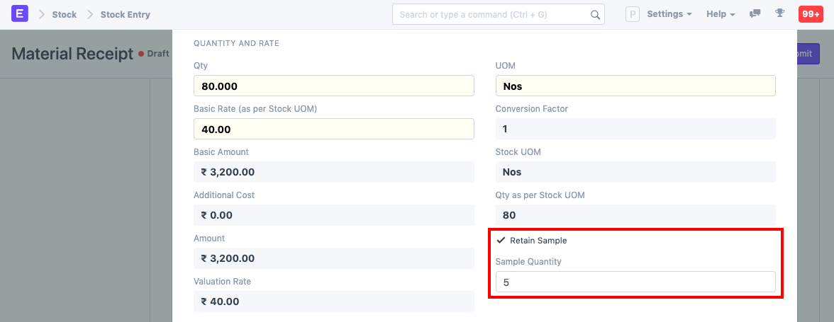 Retain Sample