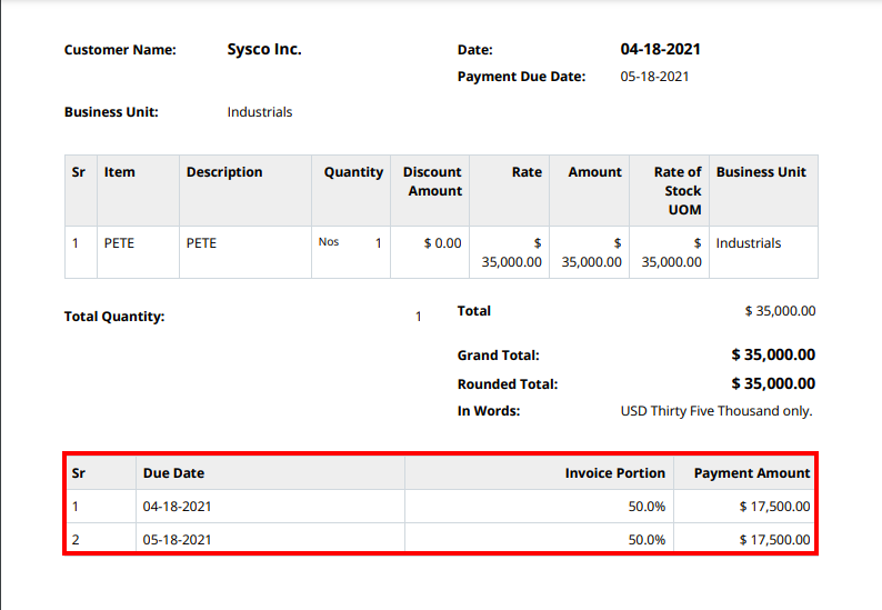 Payment Schedule