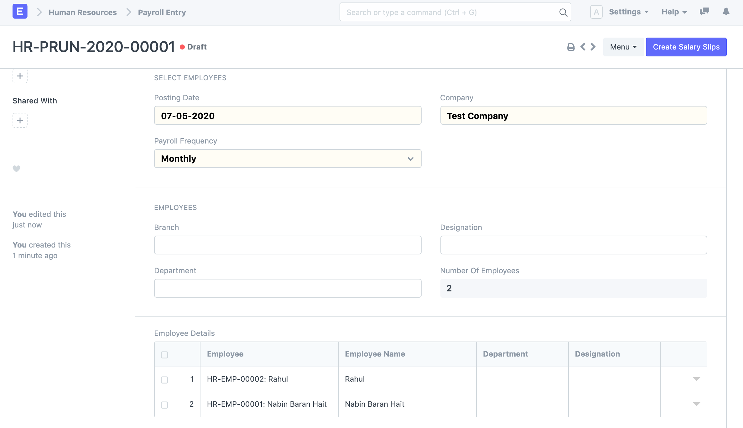 Payroll Entry