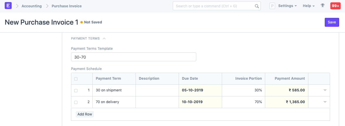 PI Payment Terms