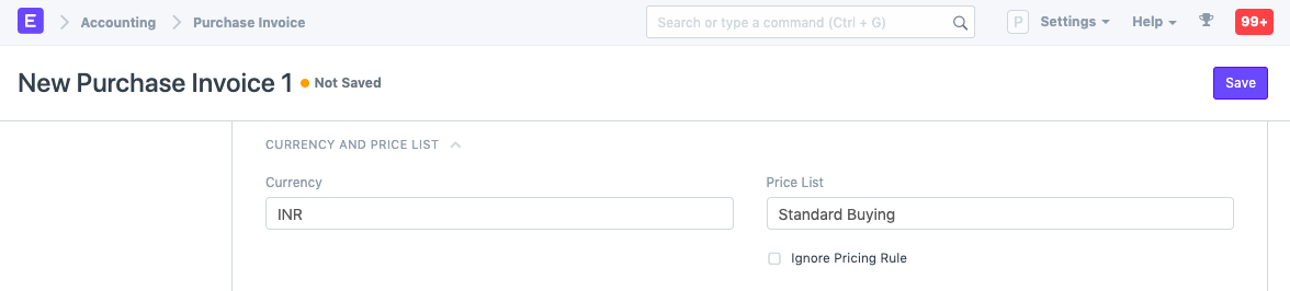 PI Price List