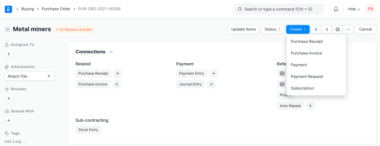 Purchase Order post submitting