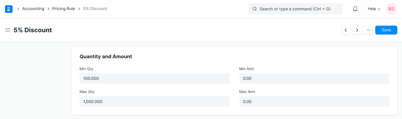 Pricing Rule Quantity and Amount