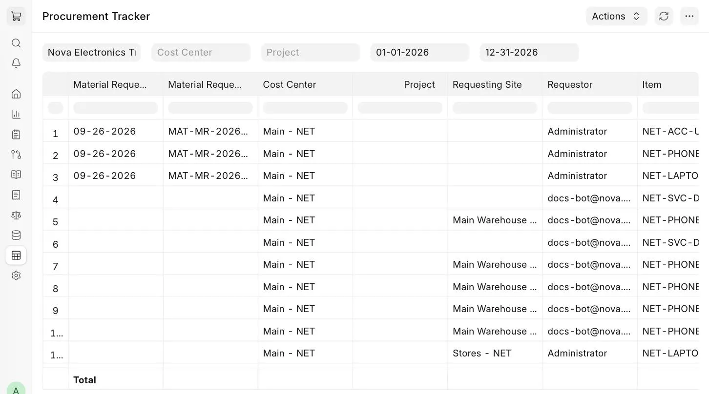 Procurement Tracker