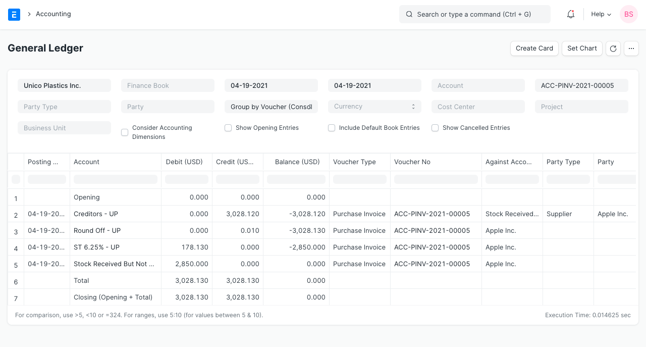 Purchase Invoice Ledger