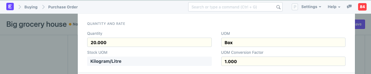 Purchase Order - UOM