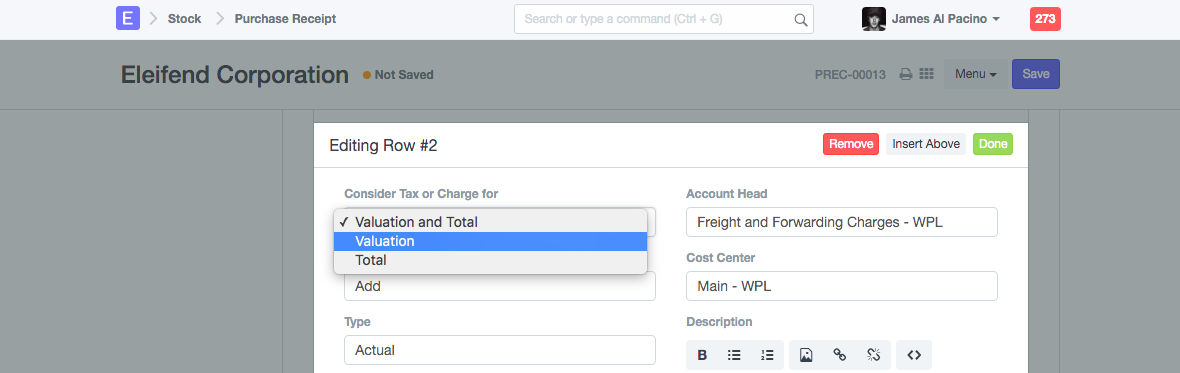 Purchase Tax and Charges Categories