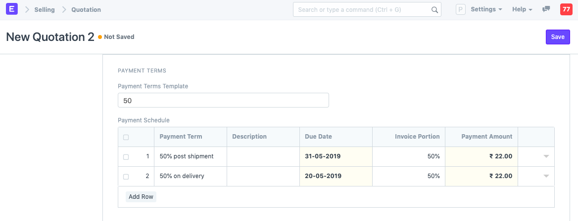 Payment Terms in Quotation