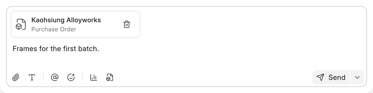 A document attached to a message before it is sent