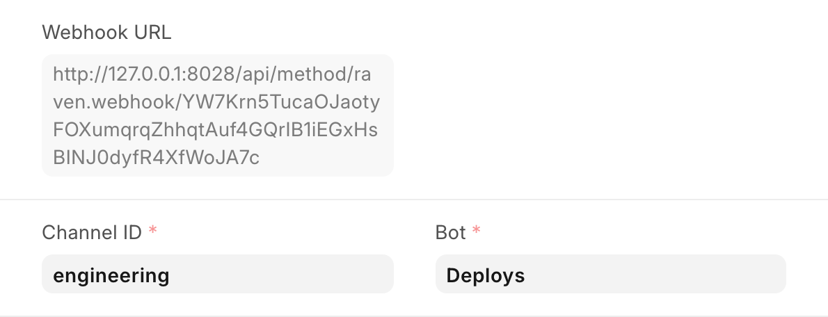 An incoming webhook in Desk