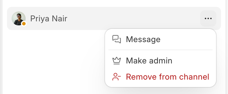 The actions for a member