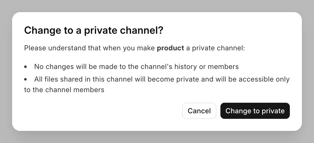 Changing a channel to private