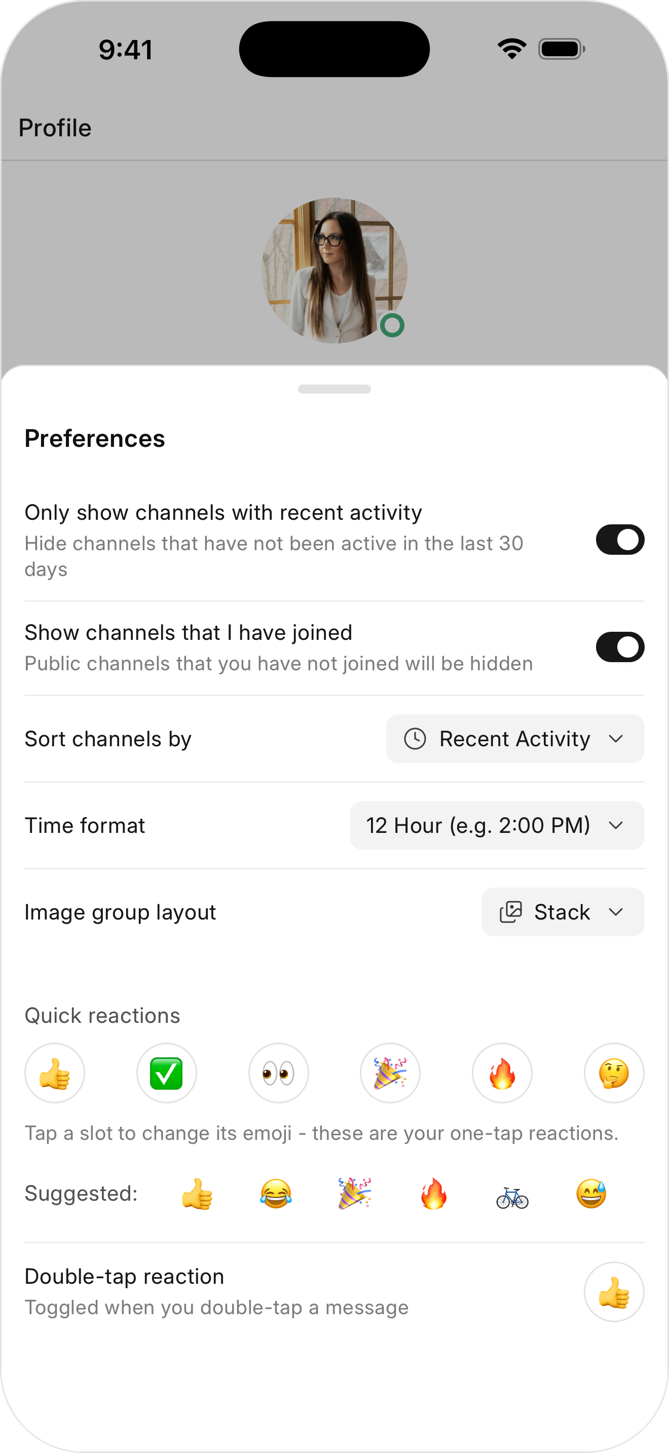 Preferences on the mobile app